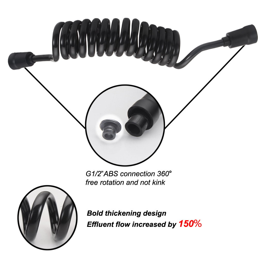 Cross-border black showerhead, shower hose, telescopic spring, telephone line hose, gynecological washer, spray gun, butt wash, connection hose full figure