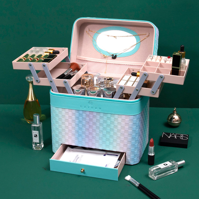 2023 new high-appearancy-level jewelry box, makeup case, large-capacity makeup bag, portable travel suitcase, storage box full figure