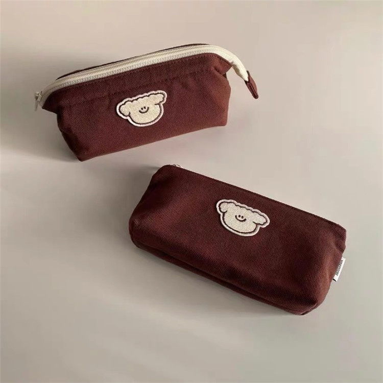 Homemade cute cat and dog pen case, ins style, salt-themed, fresh and clean, high appearance level, large-capacity canvas stationery bag details Picture