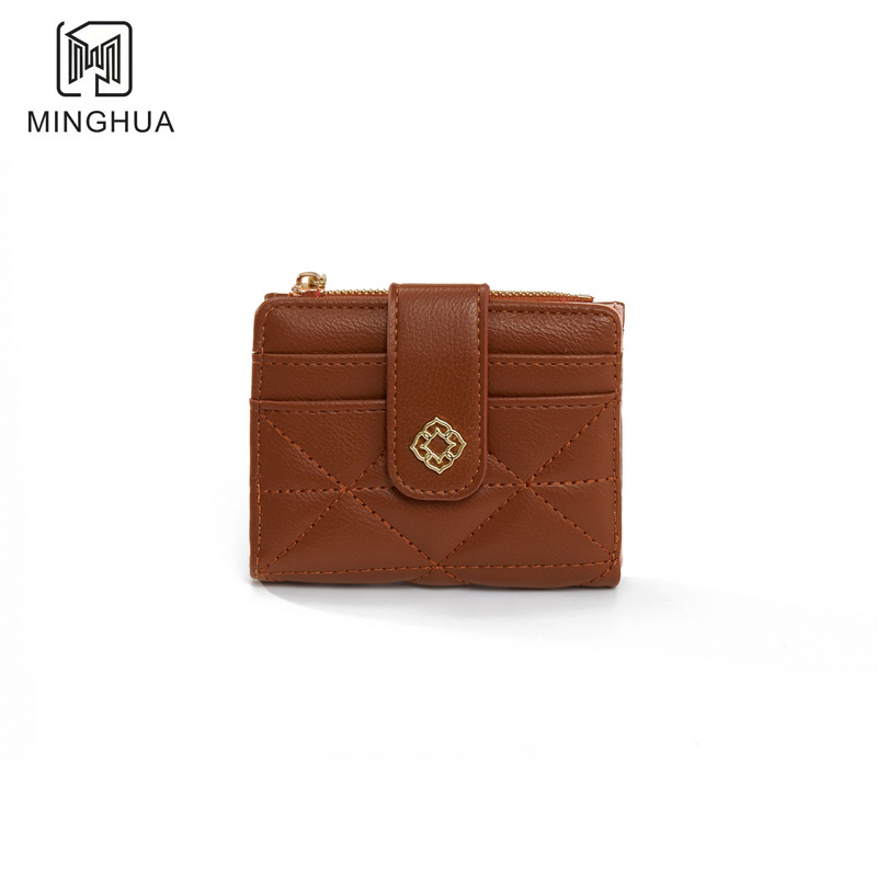 New fashionable bag button wallet, women's diamond-shaped embroidered thread wallet, women's style, high-end feel, short lady's wallet, zero Specification drawing