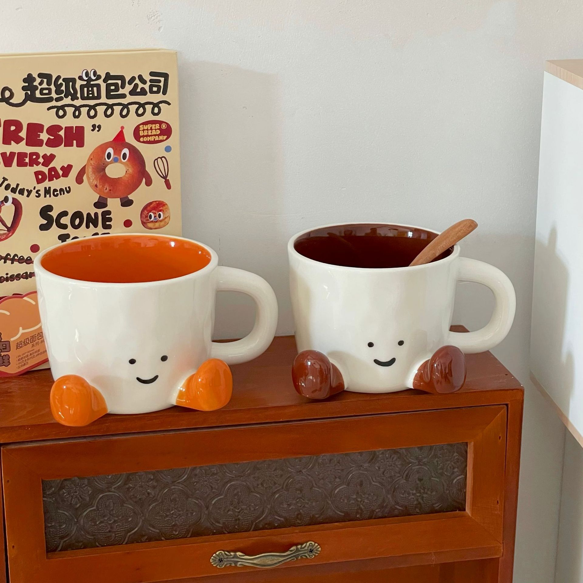 Cute foot mugs, ins creative ceramic, high appearance level coffee cups, beverage cups, milk cups, gift box sets details Picture