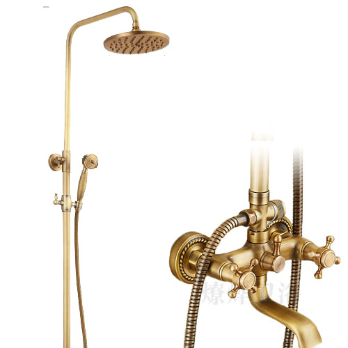 Antique-style shower head set, all-copper bathroom cold and hot shower faucet, free shipping Item Picture