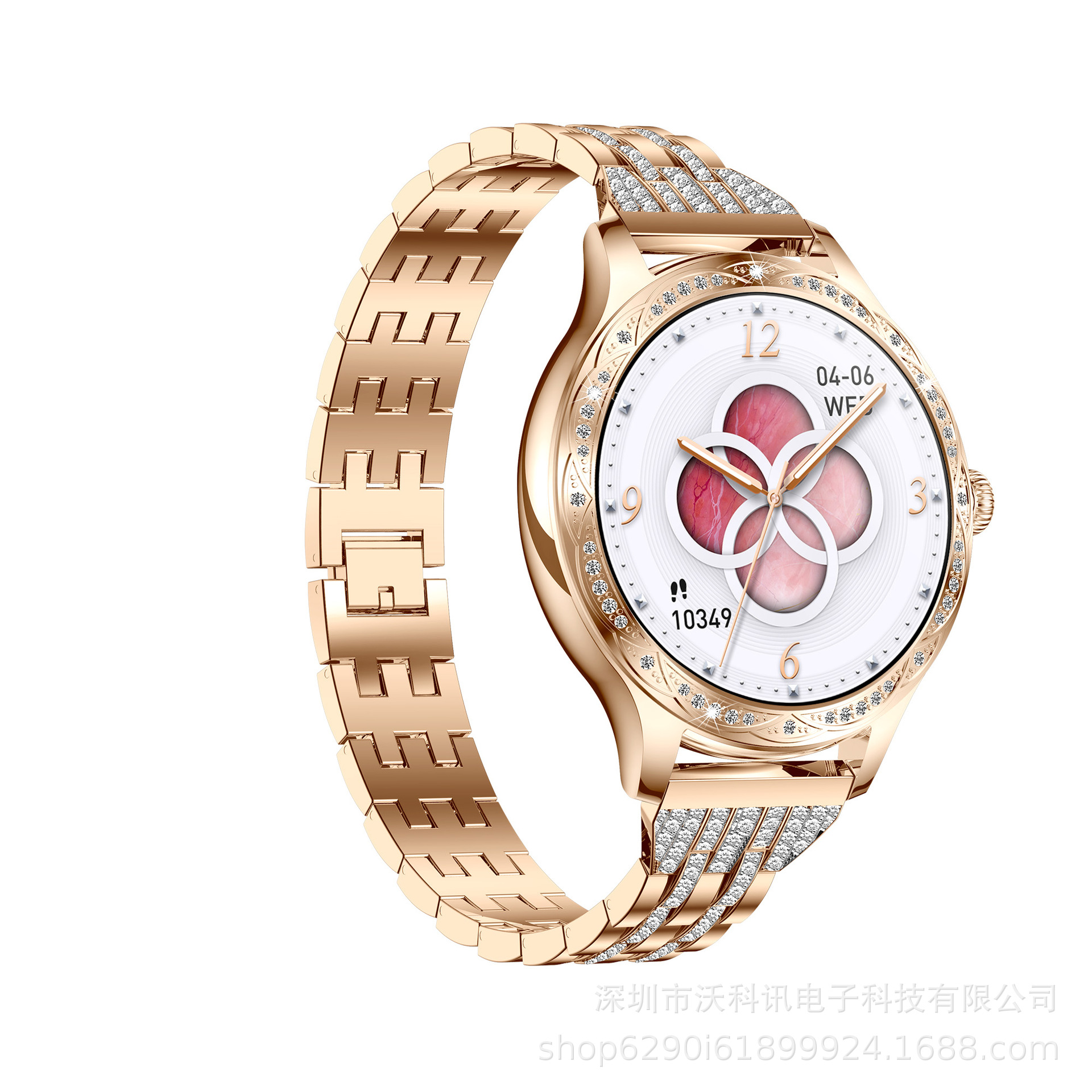 Cross-border AK60 smartwatch sports call fashion diamond ladies' watch round high-definition touch Bluetooth answer Item Picture
