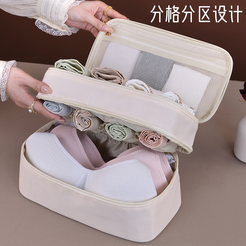 Cross-border new three-layer large-capacity underwear storage bag, travel underwear storage bag, intimate clothing and socks sorting bag details Picture