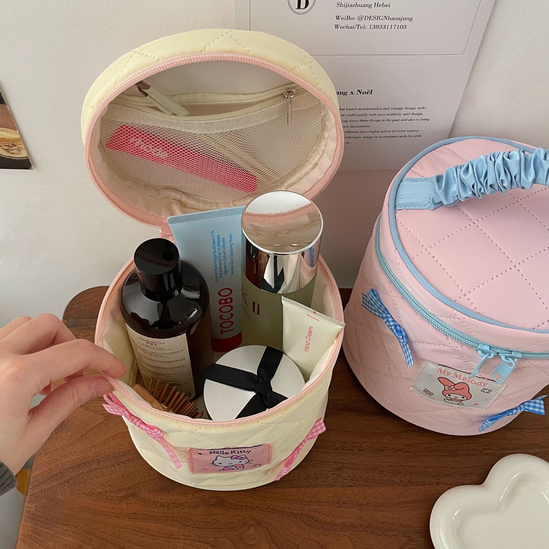 Sanrio candy-colored hand-held makeup bag, cute for girls, large-capacity portable travel cosmetics storage bag, toiletry bag Specification drawing
