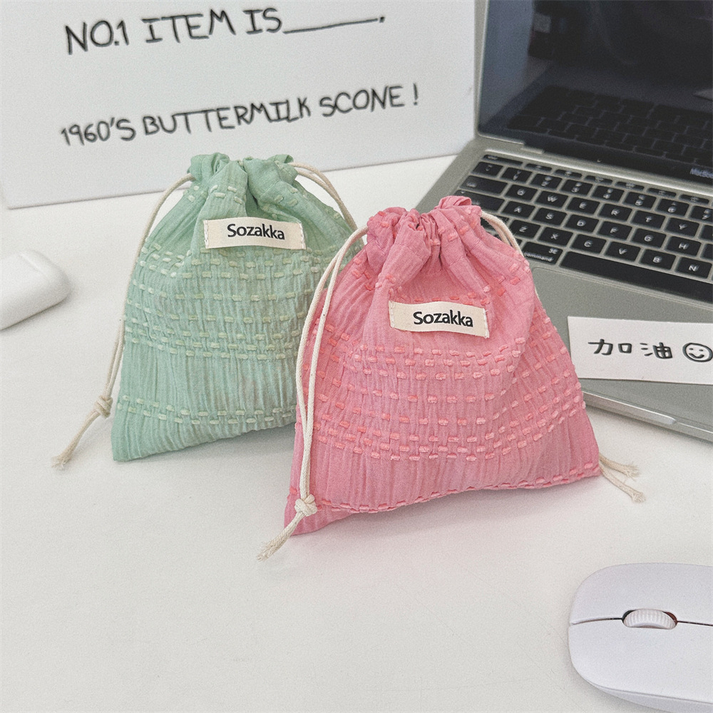 43222 Cute drawstring storage bag, summer fresh Little cloth bag, Miscellaneous opening, red envelope, loose change, travel sorting bag full figure