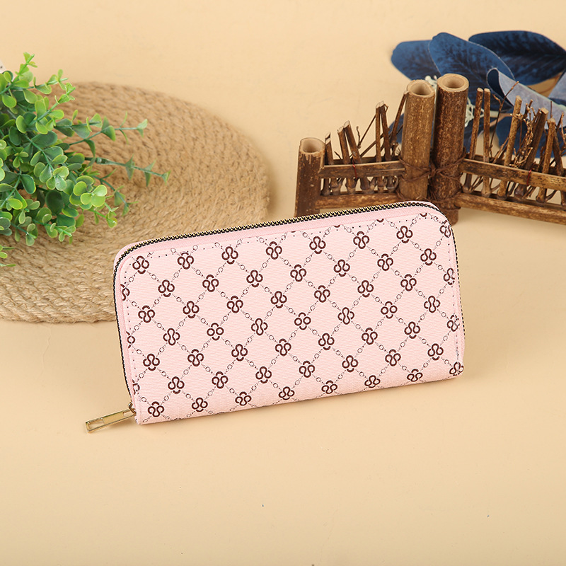Korean-style simple ladies' wallet, long zipper wallet, leather print, fashionable coin purse, card position handbag Specification drawing