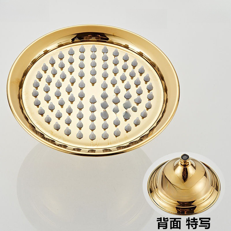 The shower is made of stainless steel with a stainless steel horn, an antique round rose gold nozzle, and a black spray Application Scenario