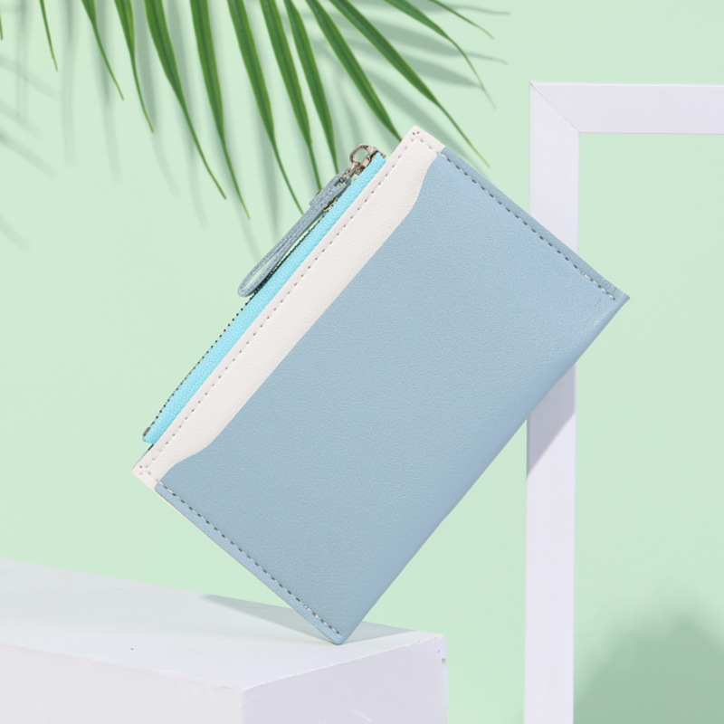 The card case, female card holder, bus card holder, zipper, coin bag, PU leather, spliced and color-blocked ID card, fresh and simple Application Scenario