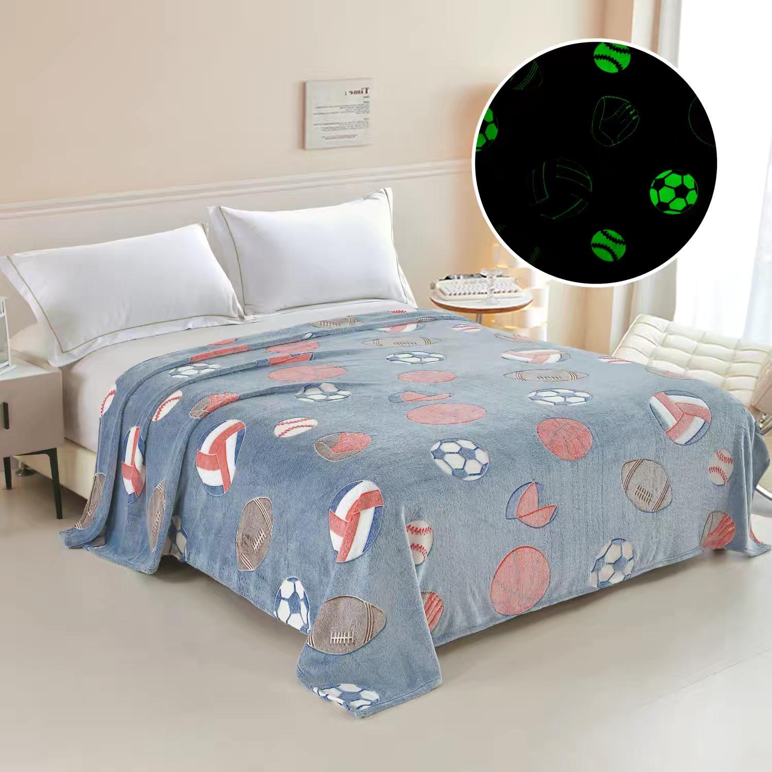 毛毯跨境定制双面法兰绒夜光毯厂家批发空调午休盖云貂珊瑚绒礼品详情7