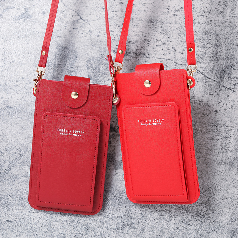 2022 New solid-color, fashionable and simple single-shoulder small bag, crossbody phone case, women's driver's license card case, wallet Application Scenario
