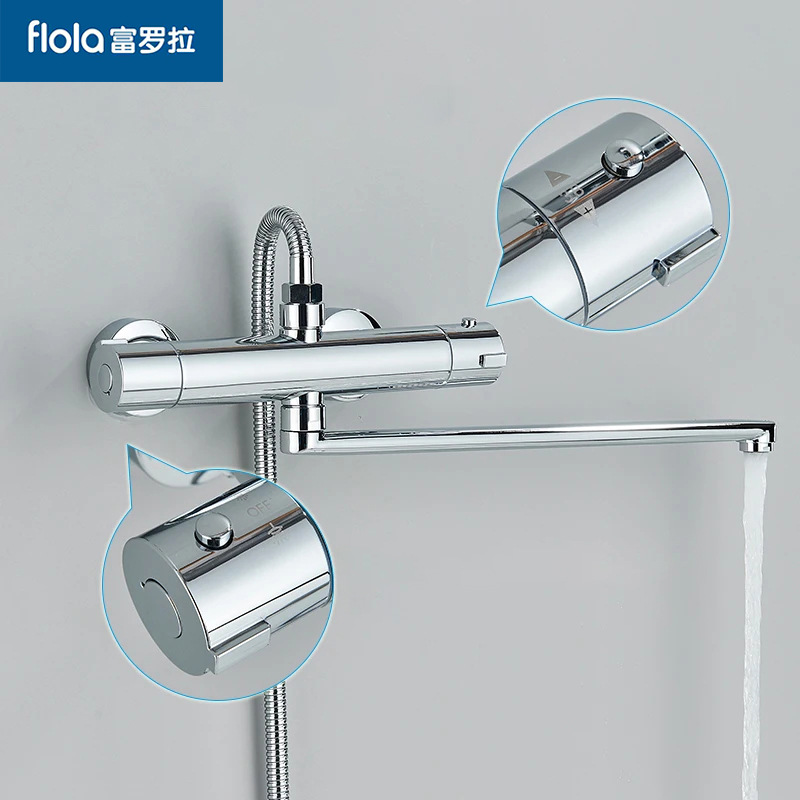 Cross-border all-copper bathtub faucet simple thermostatic shower head set, cold and hot mixed water thermostatic valve extended water outlet Application Scenario