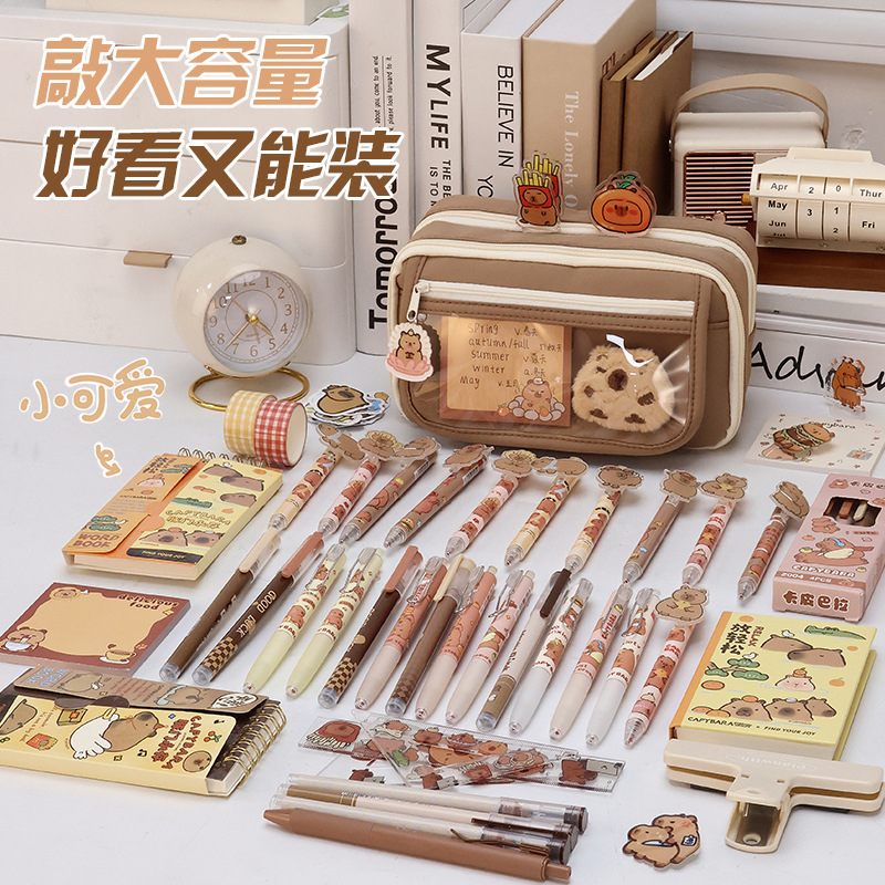 New ins high school student storage pencil case with large capacity, Korean style simple high appearance level stationery box for girls details Picture