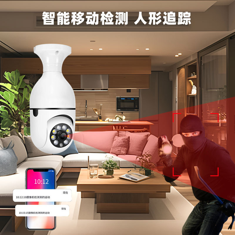 2 million full-color night vision E27 bulb camera, 360-degree rotatable panoramic high-definition intercom surveillance camera details Picture