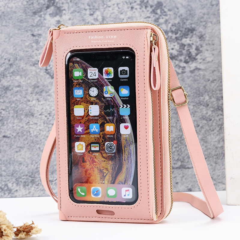 2022 Touch screen mobile phone bag for women, cross-body anti-theft multi-functional single-shoulder transparent mini wallet, mobile phone bag full figure