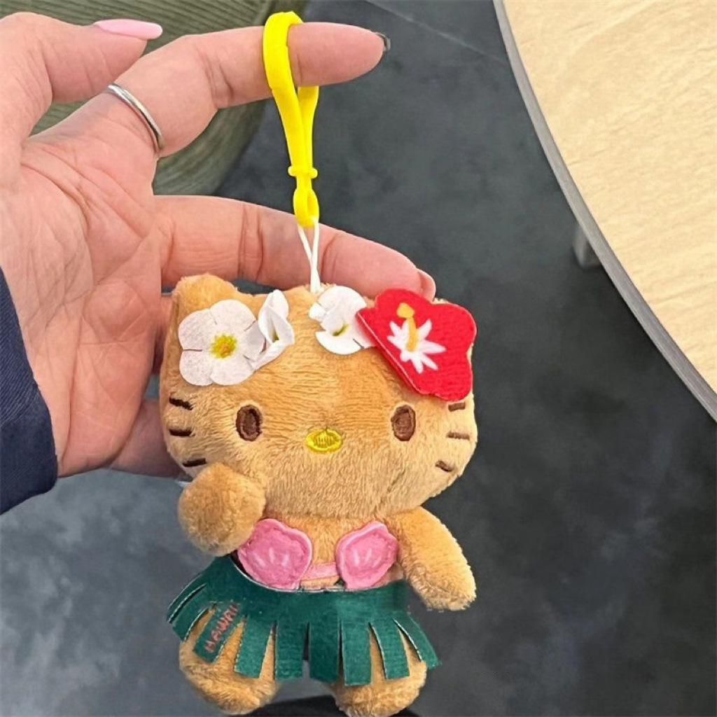 ins Sakura cute black leather kt cute cartoon girl heart cat pendant, plush keychain pendant details Picture