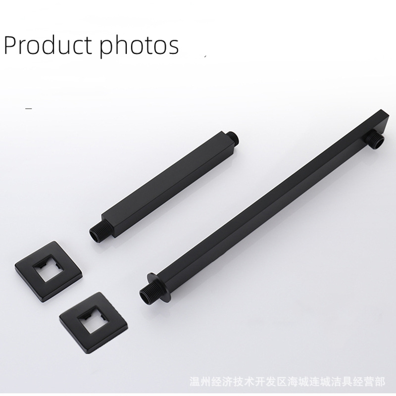 The wall-mounted concealed showerhead, top spray connection pipe, concealed showerhead arm, black shower pipe, and ceiling pipe rod are round and square Application Scenario