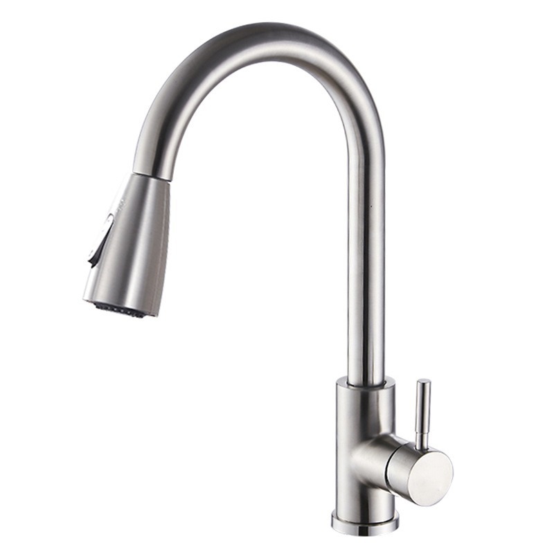 Cross-border household stainless steel brushed black kitchen faucet, sink, cold and hot extended pull-out faucet Item Picture