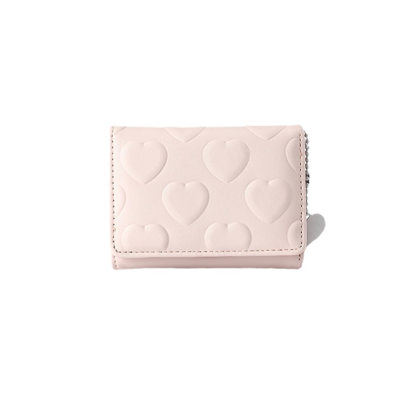New short, solid-color, multi-slot, heart-shaped, simple, cross-border and cute coin purse wholesale for women Item Picture