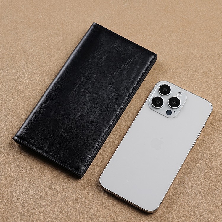 New Ailun manufacturer wholesale casual pu wallets for men, long oil-wax leather for export, new European and American wallets details Picture