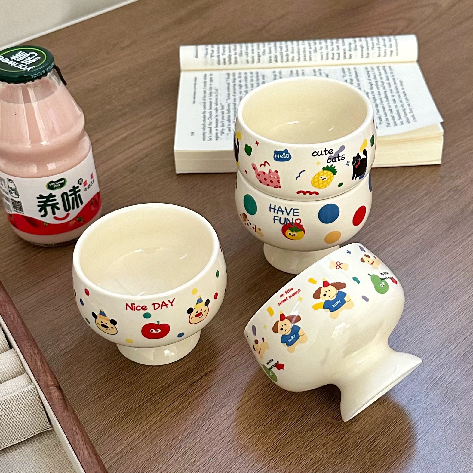 Korean-style cream style, hand-held ice cream, highball cup, cake cup, home restaurant pudding, yogurt dessert, mini bowl full figure