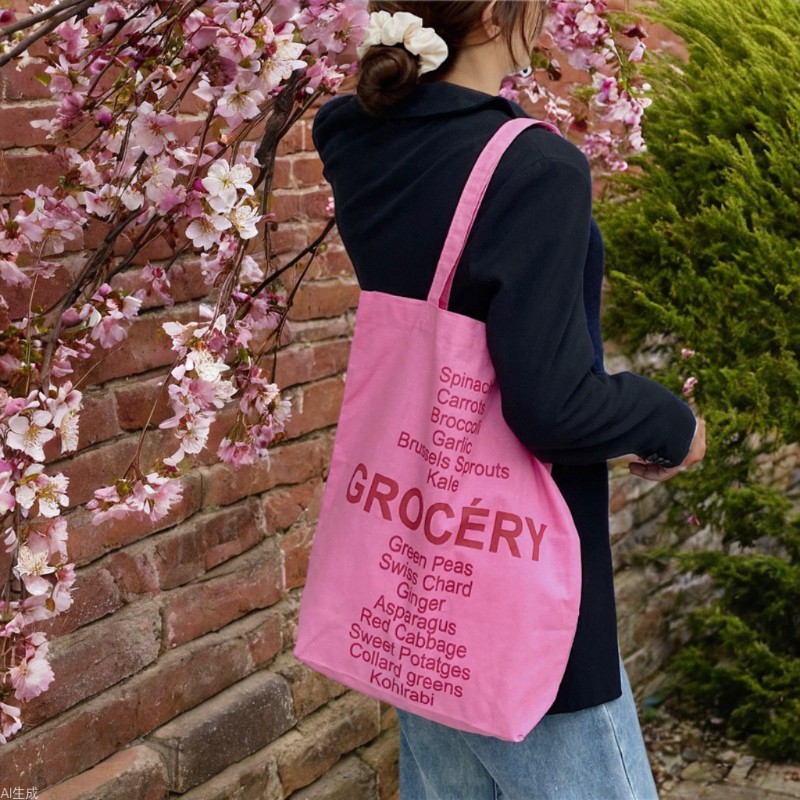 13231 Spring/Summer New Style female student canvas bag, single-shoulder rose pink letter printed casual fabric bag wholesale full figure