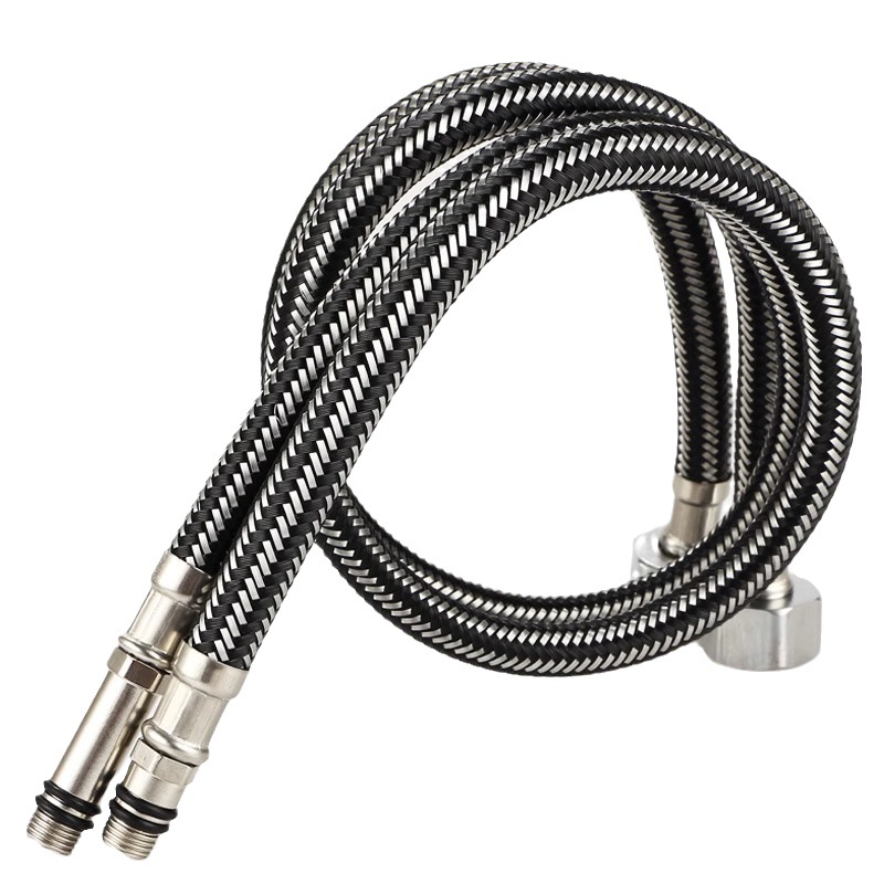 Faucet braided water inlet hose, hot and cold household kitchen sink, washbasin, pointed extended connection pipe, shower head Item Picture