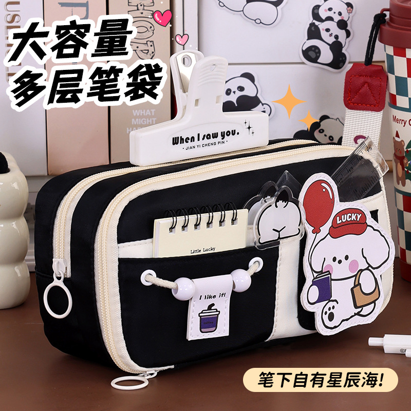 Back-to-school season children's pencil case, high appearance level, large capacity, niche, non-identical style, primary school pencil case, cartoon stationery bag full figure
