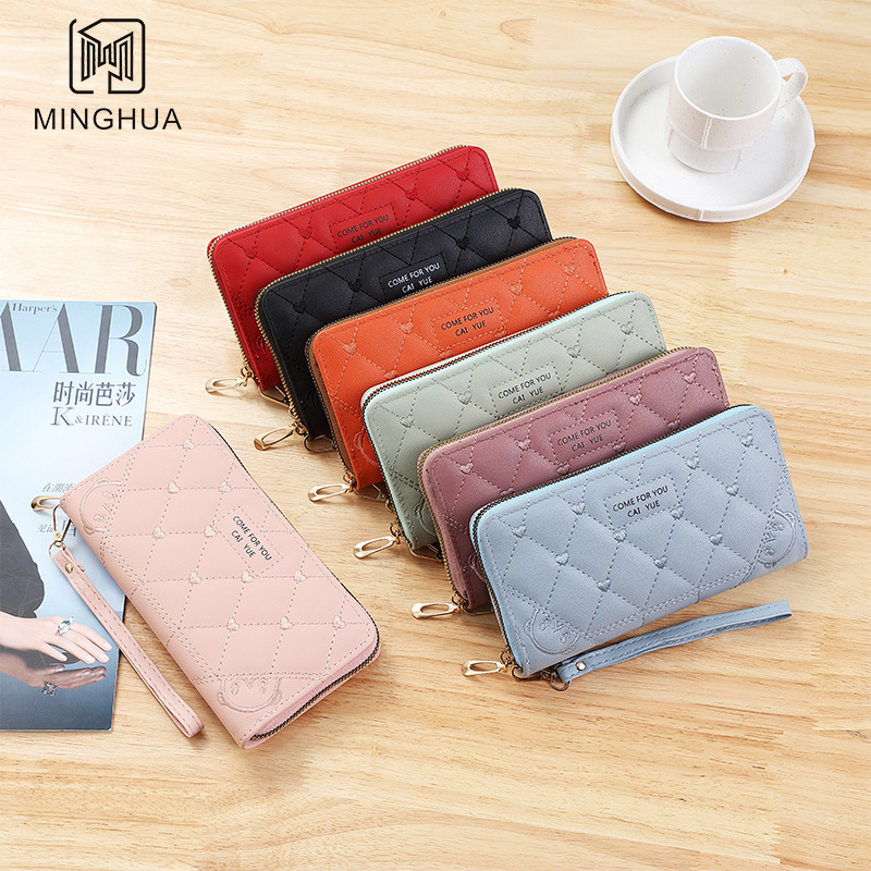 New long diamond-shaped coin purse for women, high-end patterned large-capacity zipper clutch for wholesale Specification drawing