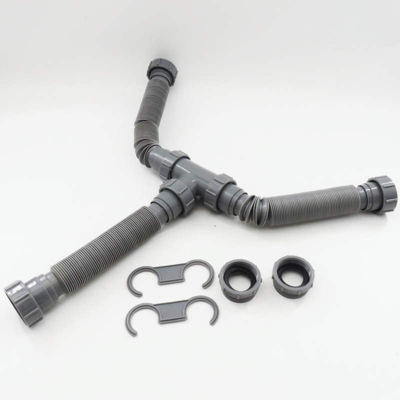 Cross-border double-ended sewer, flexible sewer, floor drain, sink, washbasin sewer, detachable sewer full figure