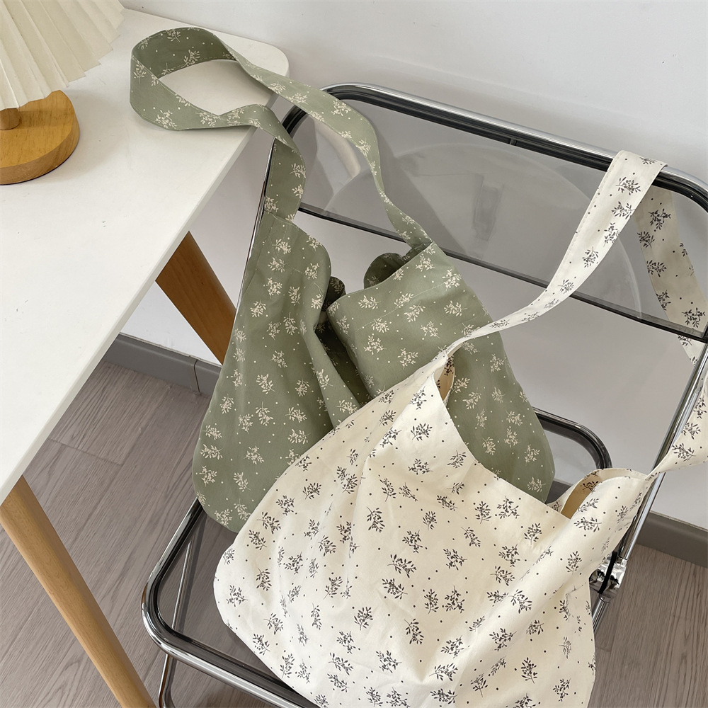 5453 Floral canvas bag for women's Spring and summer new casual one-shoulder bag with crossbody and large capacity Specification drawing