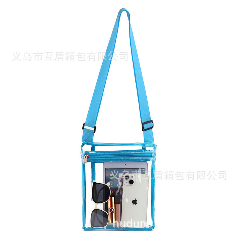 In-stock European and American PVC transparent single-shoulder crossbody bag, portable waterproof shopping bag, multi-functional beach storage file bag full figure