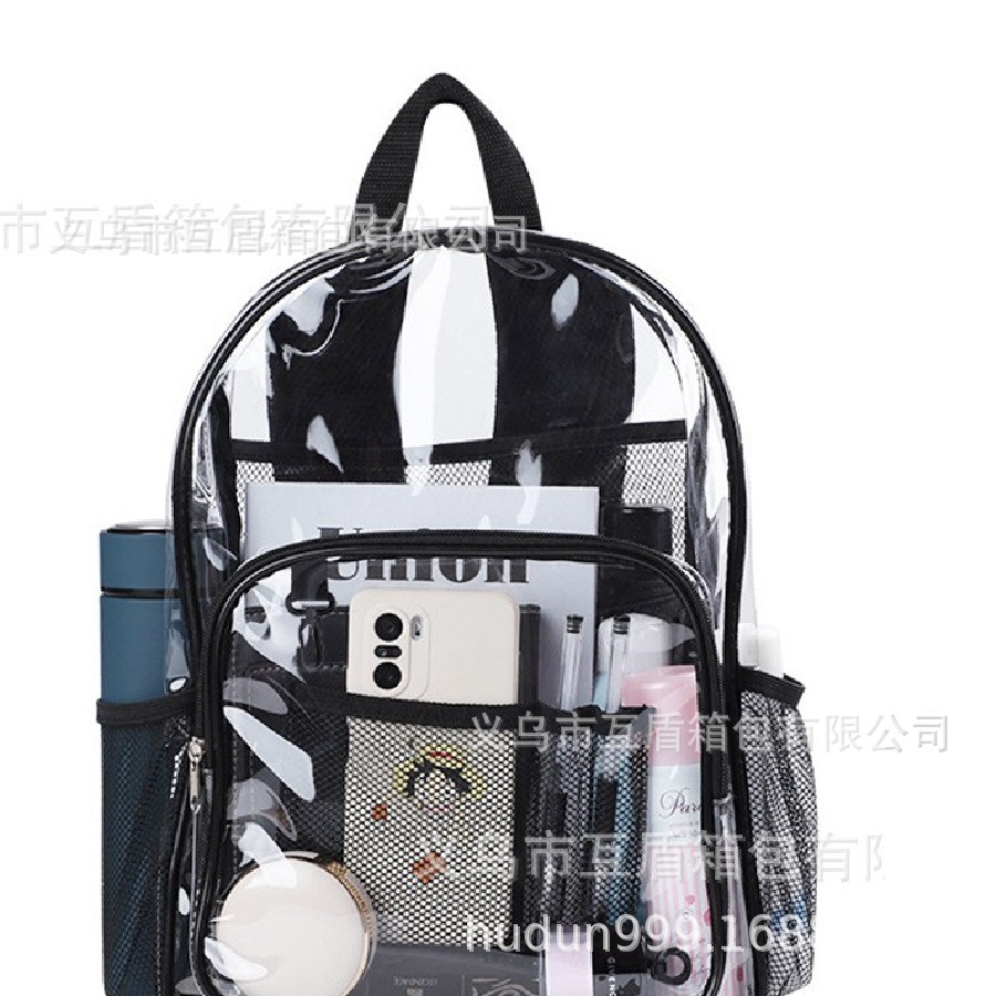 In-stock supply of cross-border Amazon PVC backpacks, outdoor school bags, large-capacity backpacks, and pvc transparent backs full figure