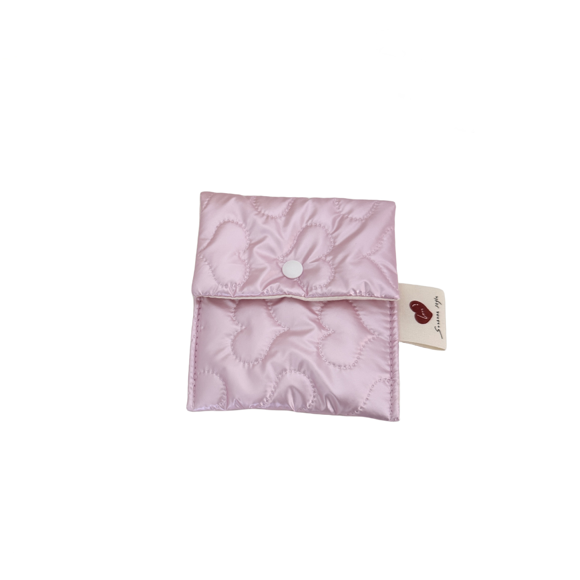 44131 Pink Heart-shaped Sanitary Napkin Storage Bag, multi-functional coin purse, student portable and portable storage hygiene bag Item Picture