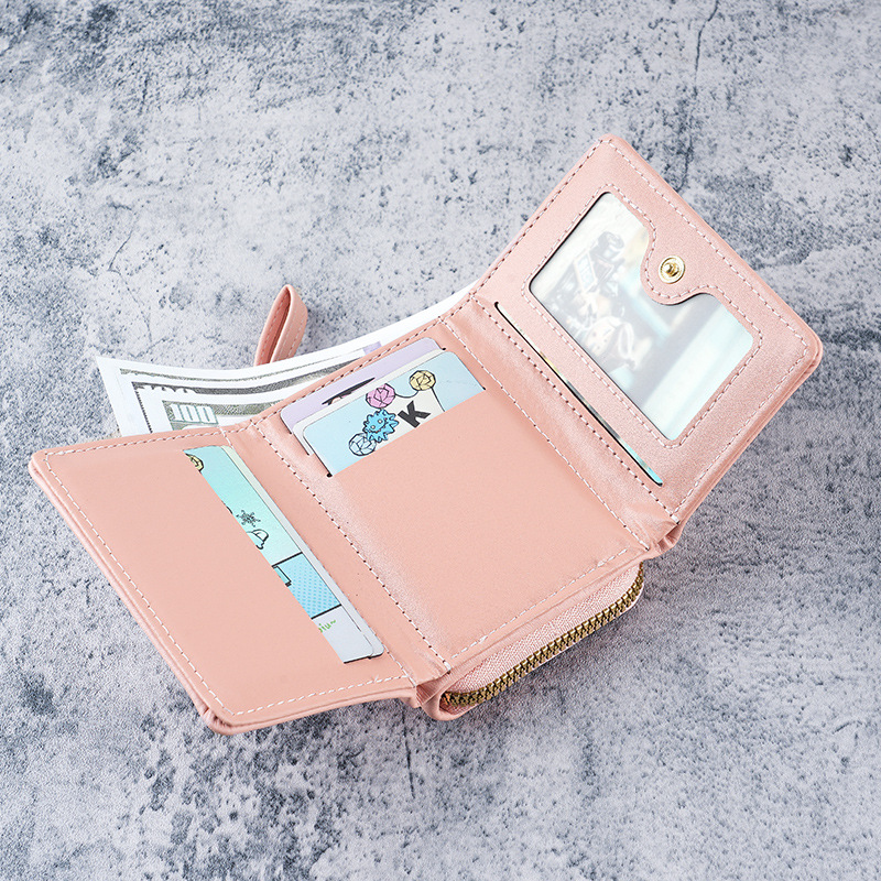 Cross-border Ladies' Small Wallet 2025 New model hand-held coin purse two-in-one zipper three-fold card bag integrated storage bag details Picture