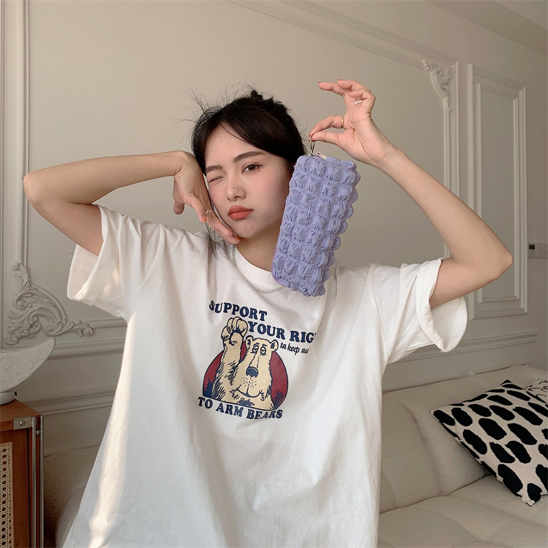 【 In Stock 】32241 Soft and fluffy pen case, Bubble stationery bag, Girl Storage Bag, Pleated makeup bag, girl details Picture