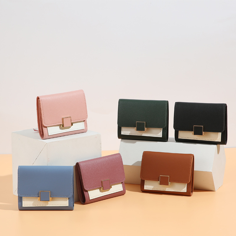 【 Factory Direct Sales 】 Exquisite, fashionable and simple card bag with contrasting colors, short small coin purse, cute Japanese and Korean students full figure