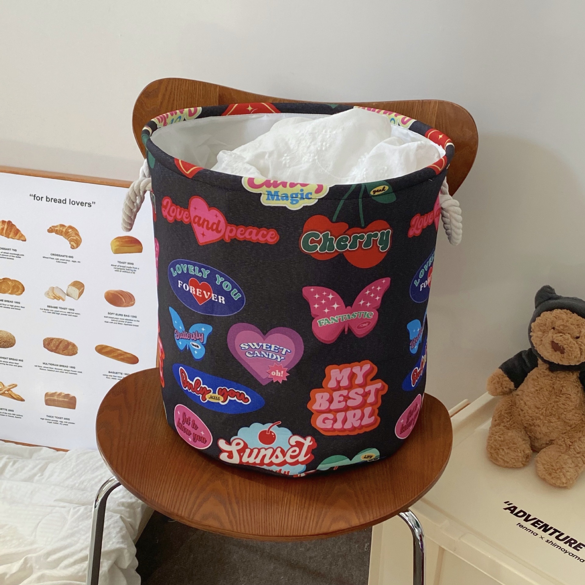 2024 New original retro dirty clothes basket, dirty clothes storage basket, toy storage basket, household foldable laundry basket Application Scenario