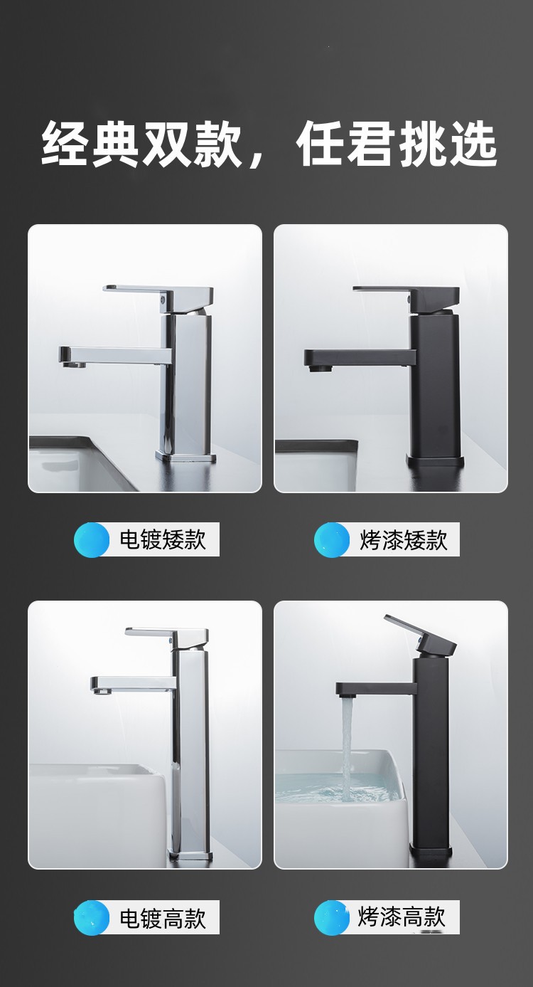Stainless steel black washbasin faucet, bathroom hot and cold washbasin, washbasin, basin, cross-border manufacturer Application Scenario