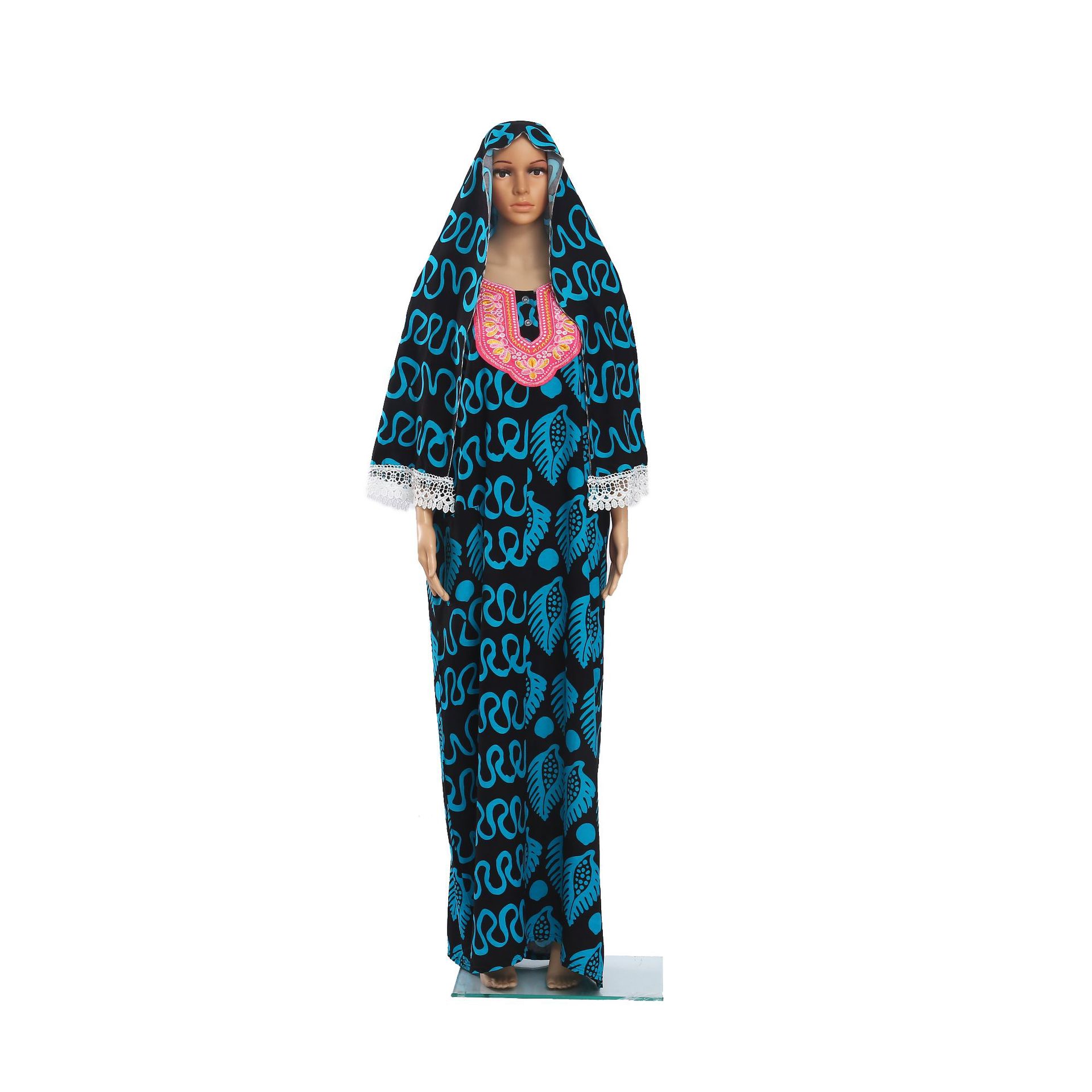 Hot-selling large, loose, ethnic-style robes with round collars and shawls in the Middle East, African fashion printed large robes, Arab robes, women's long robes with hats, Muslim style Application Scenario