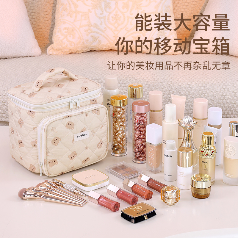 New cross-border high-appearation-level large-capacity zoned storage magic makeup bag, travel portable makeup brush storage bag Application Scenario