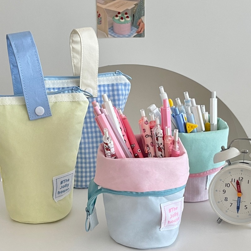 High-appearance-level pen holder and pen case, Japanese-style ins for boys and girls, high school students, large-capacity pencil case, standing stationery bag details Picture