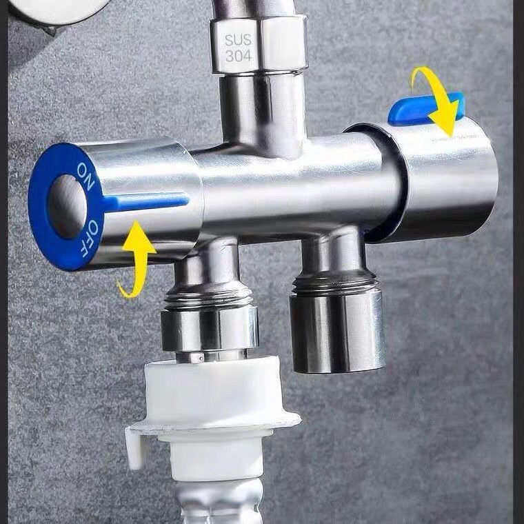 Faucet diverter, one split and two adapter, double head, one inlet and two outlets, 4-way water divider, washing machine three-way water divider Application Scenario