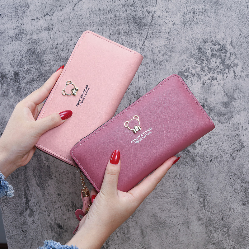 2021 New Korean-style wallet for women, long zipper, large capacity phone case, versatile Korean-style clutch, card case wholesale Specification drawing