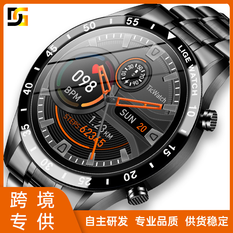 LIGE cross-border exclusive full touch screen Bluetooth call smartwatch, IP67 waterproof step count heart rate sports watch full figure
