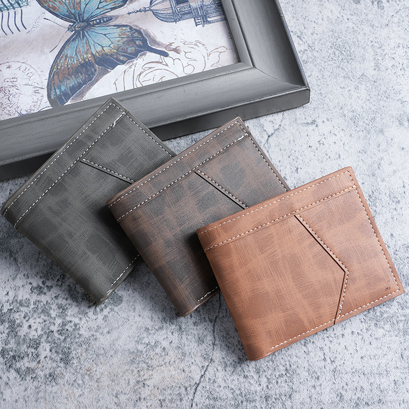 Men's short, multi-slot business wallet, fashionable men's zipper coin purse, large-capacity men's youth wallet full figure