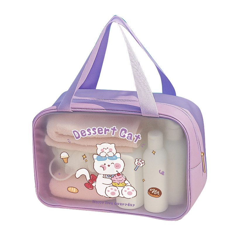Cartoon toiletries bag with dry and wet separation, waterproof for bathing, large-capacity swimming storage bag, makeup bag, women's fitness swimming bag Item Picture