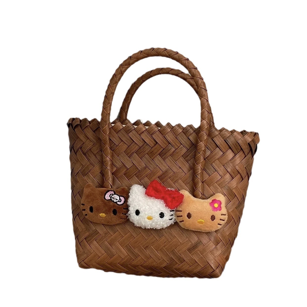 High-end beach bag, homemade summer cat, handcrafted with rattan imitation, cute vegetable basket, extra thick handbag for women Item Picture