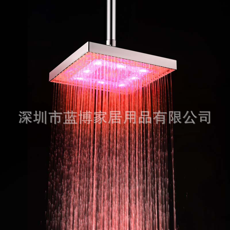 8-inch color-changing top spray ABS square LED top spray seven-color/temperature-sensing three-color shower top spray 8030-C1 Application Scenario