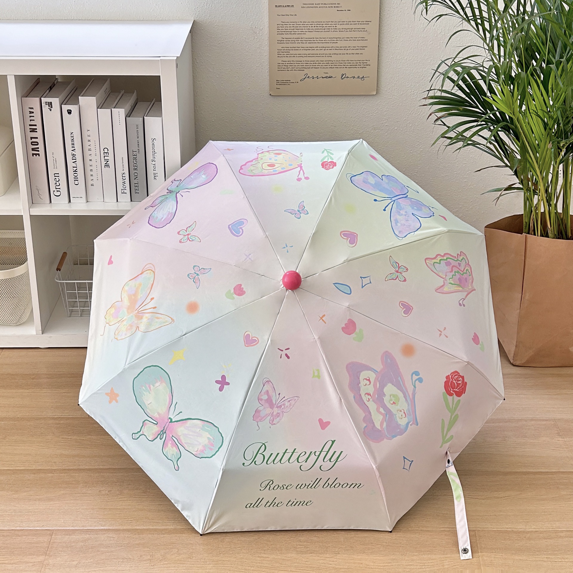 Original Spring butterfly umbrella, high-end sun umbrella, UV protection, all-purpose umbrella for women, portable sunshade for women Specification drawing